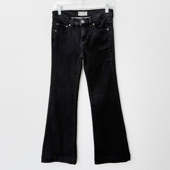 [Free People] Washed Black Low Rise Slim Leg Flare Jeans Stretch Casual Size 26 - Picture 2 of 11
